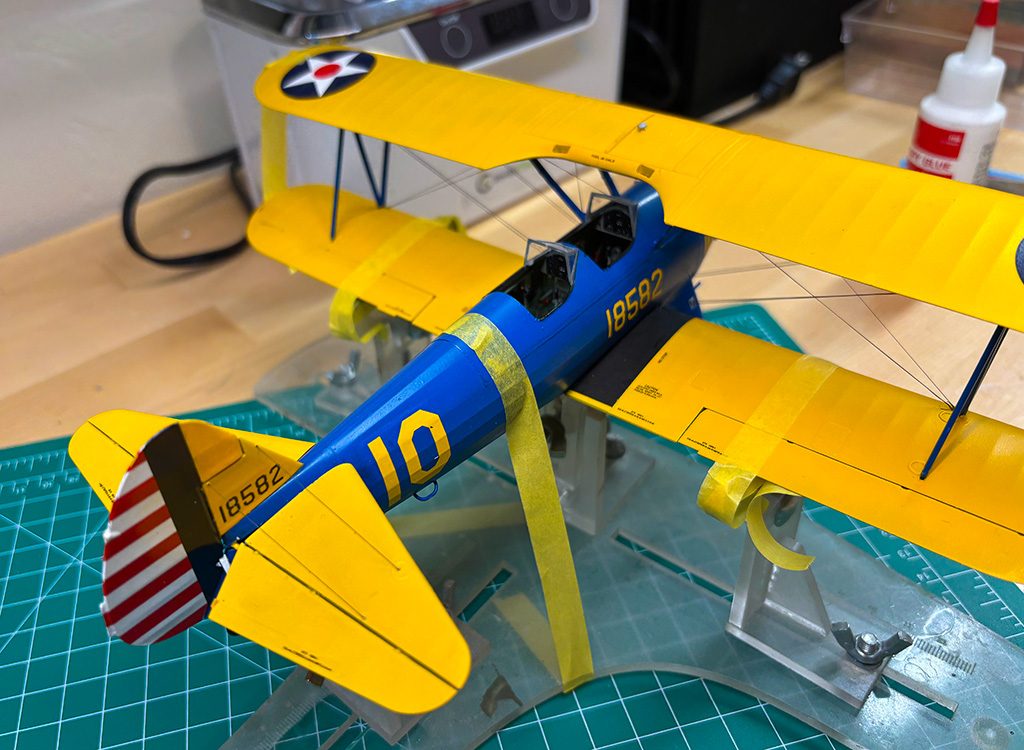 Tail feathers masked for the stripes